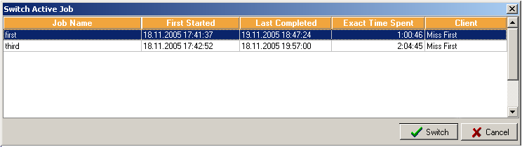 Switch active job window
