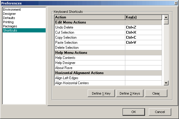 Preferences Shortcults