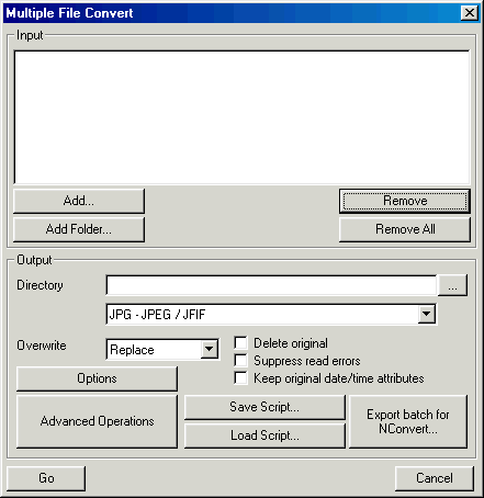 Dialog "Multiple File Convert"